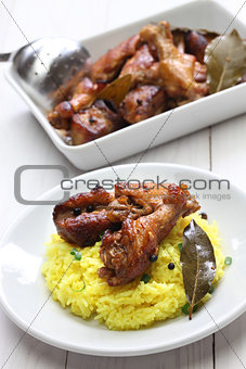 chicken and pork adobo, filipino food