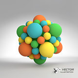 Molecular structure with spheres. 3d vector Illustration.