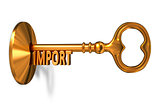 Import - Golden Key is Inserted into the Keyhole.