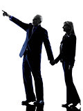 couple senior pointing silhouette