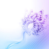 Abstract wave blue purplr background with butterfly