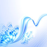 Abstract wave blue background with butterfly