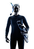 man Snorkelers Snorkeling silhouette isolated