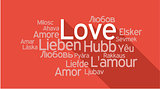 LOVE in different languages, word tag cloud