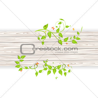 Wood fence with branches