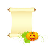 pumpkin with blank sheet of paper