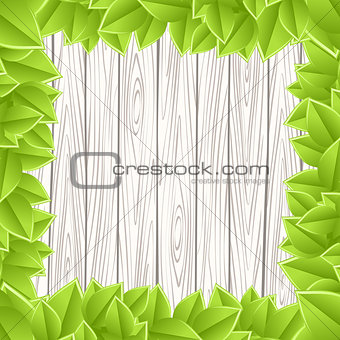 Wooden grey wall green leave