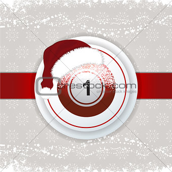 Christmas background with bingo ball and Santa hat