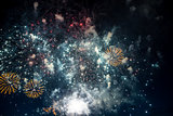 colorful fireworks on the black sky background