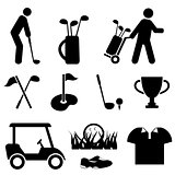 Golf and golf player icons