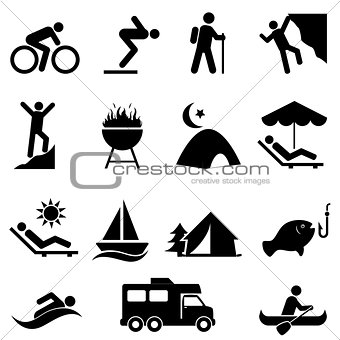 Outdoor leisure and recreation icons