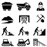 Mining and miner icon set