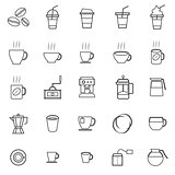 Coffee line icons on white background