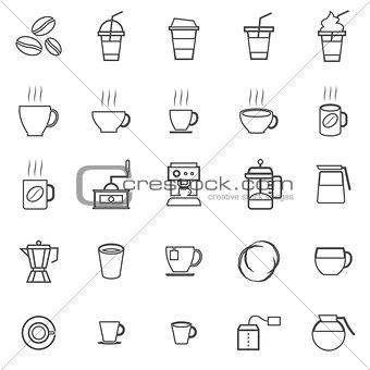 Coffee line icons on white background