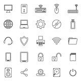 Computer line icons on white background