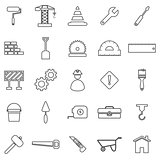 Construction line icons on white background