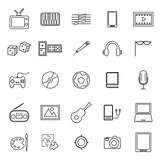 Entertainment line icons on white background