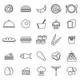 Food line icons on white background