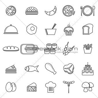 Food line icons on white background