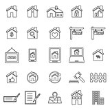 Real estate line icons on white background