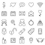 Valentine's day line icons on white background