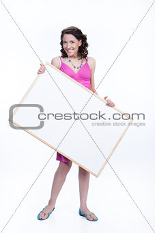 Young Smiling Woman With A Board
