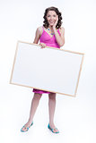 Young Emotional Woman With A Board