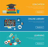 flat design concept for education ,online library, learning 