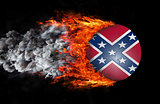 Flag with a trail of fire and smoke - Confederate flag