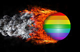 Flag with a trail of fire and smoke - Rainbow flag