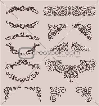 set: calligraphic design elements and page decoration, Premium Quality and Satisfaction Guarantee Label collection with vintage engraving flowers