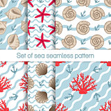 Set of sea seamless patterns with curves