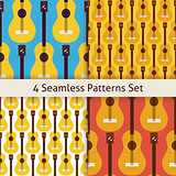 Four Vector Flat Seamless String Music Instrument Guitar Pattern