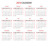 2016 calendar
