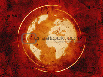 world globe over vintage background