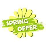 spring offer with flower, green drawn label