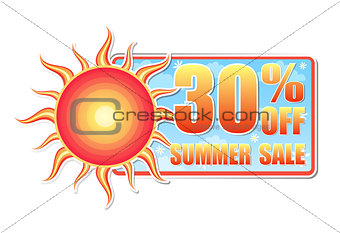 30 percentages off summer sale in label with sun