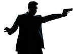 silhouette man portrait with gun aiming