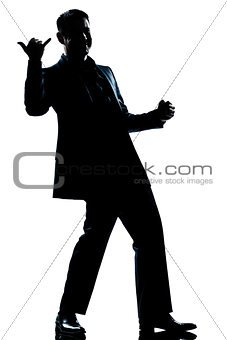 silhouette man full length happy saluting