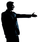 silhouette man portrait handshake profile