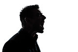 silhouette man portrait profile screaming angry