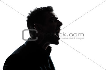 silhouette man portrait profile screaming angry
