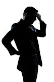 silhouette man portrait tired migraine backache