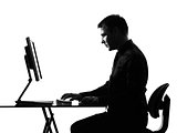 silhouette  serious man  computing computer