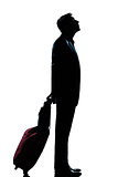 silhouette man business traveler waiting looking up
