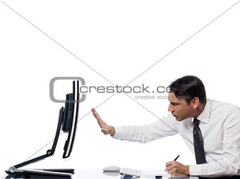 Man relationship with computer intrusion concept