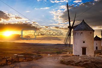 Windmill at sunset, Consuegra, Spain