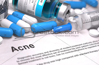 Diagnosis - Acne. Medical Concept.