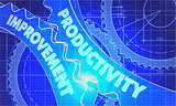 Productivity Improvement Concept. Blueprint of Gears.