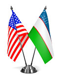 USA and Uzbekistan - Miniature Flags.
